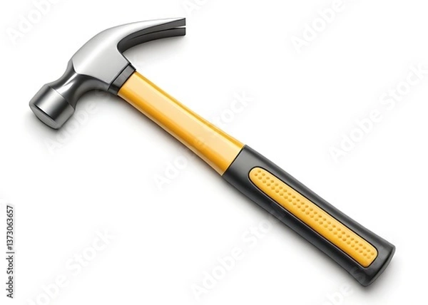 Obraz A sturdy claw hammer with a yellow and black ergonomic handle ready for any project against a bright white backdrop.