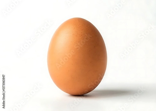 Obraz A perfect brown egg, a symbol of new beginnings and life's potential, sits on a pristine white background with soft, even lighting.