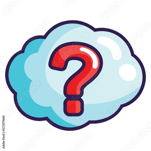 Fototapeta Cloud speech bubble with interrogation sign