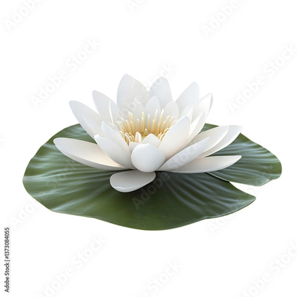 Fototapeta A 3D Water Lily with Delicate Flowers Floating Isolated on Transparent Background