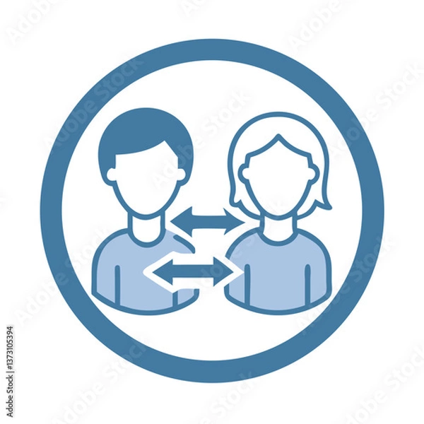 Obraz 파란색 원 안의 사회적 거리두기 아이콘