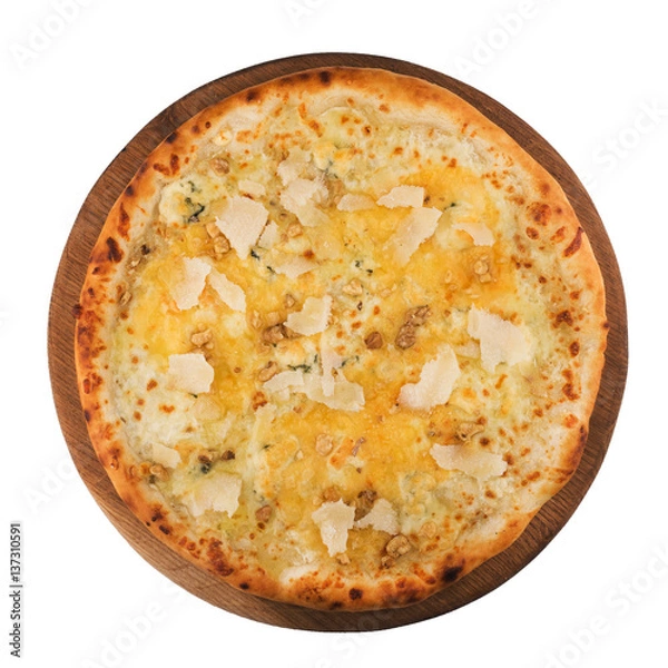 Fototapeta hot pizza with cheese and nuts