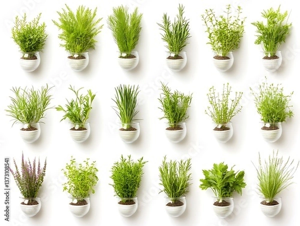 Obraz Assortment of diverse plants showcased in clear glass spherical planters