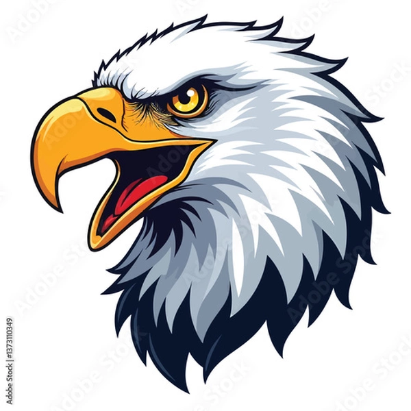 Obraz Vintage colorful angry eagle head mascot vector with white background