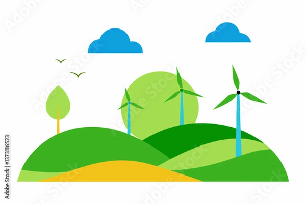 Fototapeta vector illustration of a eco house