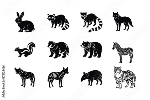 Fototapeta Animals silhouette vector illustration