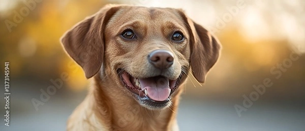Obraz A close up portrait of a smiling happy dog