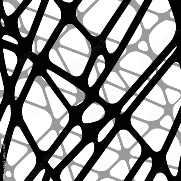Obraz Seamless abstract volumetric transparent background black connected lines