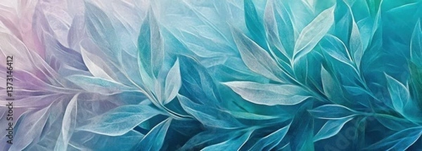 Obraz Abstract Teal and Light Blue Leaves