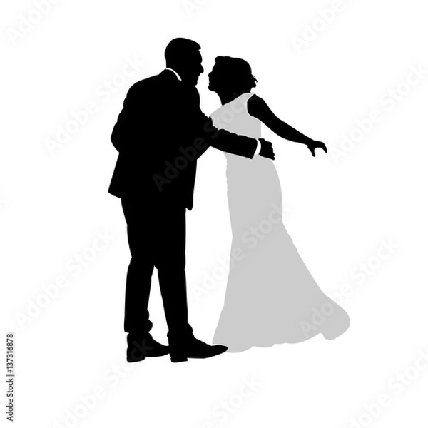 Obraz Wedding couple silhouettes