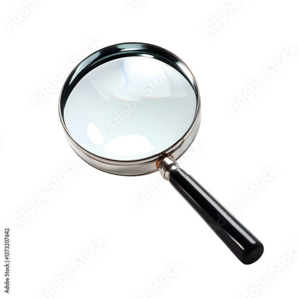 Obraz Magnifying Glass Closeup Detail Black Handle Silver Rim