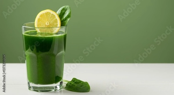 Fototapeta Refreshing Green Spinach Smoothie