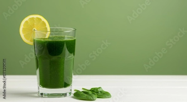 Fototapeta Refreshing Green Smoothie with Lemon