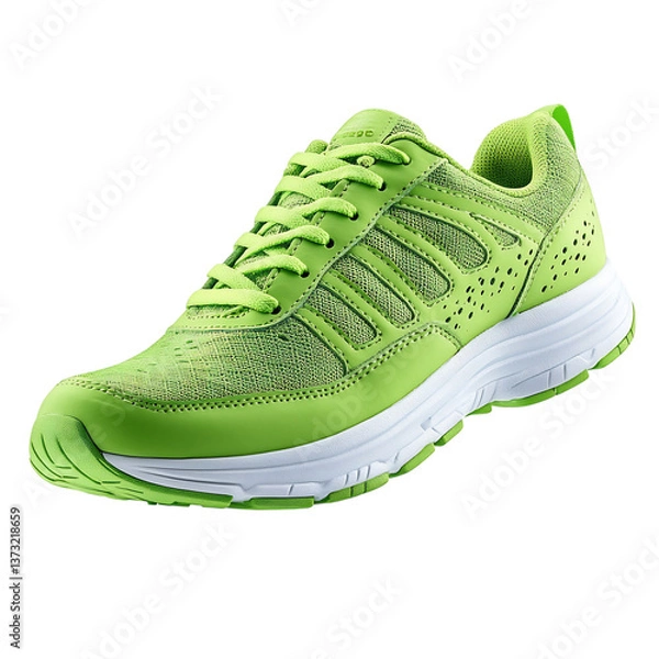 Fototapeta Classic Green Running Shoes with Lightweight Upper Isolated on Transparent Background