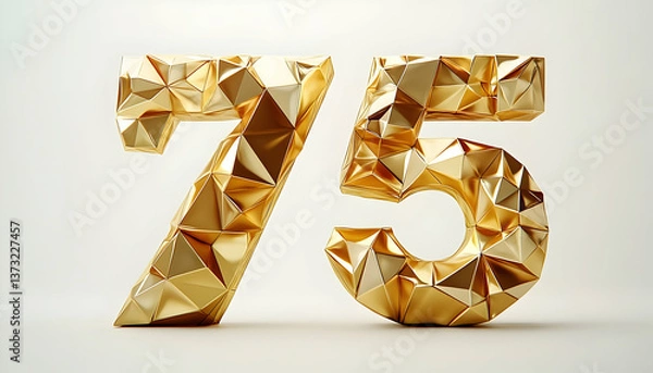 Fototapeta Gold 3 d number 75 polygonal design