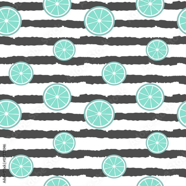 Fototapeta blue orange slice on striped background seamless vector pattern illustration

