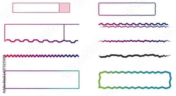 Fototapeta A vibrant collection of playful, hand-drawn borders featuring various shapes and colors, perfect for adding a touch of whimsy and creativity to any design project.