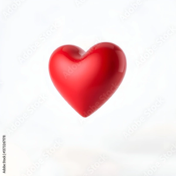 Fototapeta Shiny Red Heart – 3D Romantic Symbol of Love and Affection"
