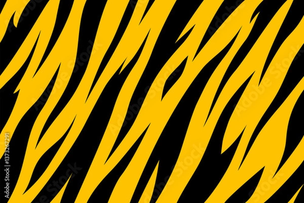Obraz Tiger texture abstract background yellow and black. Vector jungle strip seamless repeat pattern. print