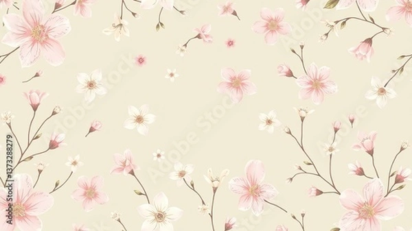 Fototapeta Delicate Spring Blooms Pattern Design
