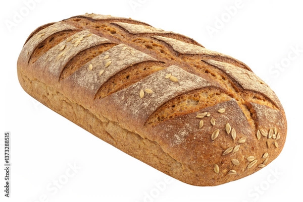 Fototapeta Whole grain bread on transparent background - generated by ai