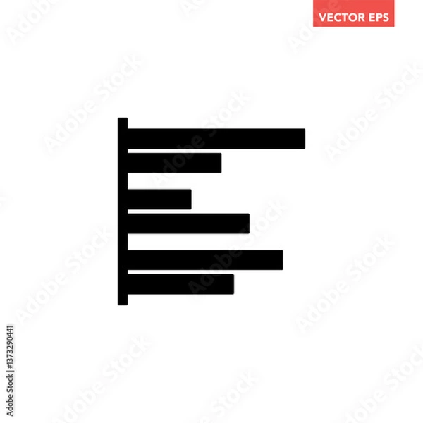 Fototapeta Black single horizontal graph glyph icon, simple business diagram flat design pictogram vector for app ads web banner button ui interface elements isolated on white background