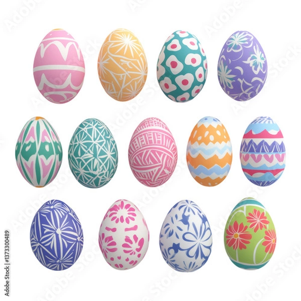 Fototapeta Decorative Easter Eggs Collection Design