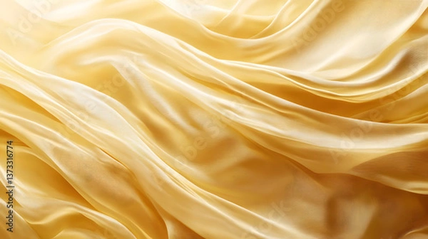 Fototapeta silk, satin, fabric, gold, texture, material, textile, wave, cloth, golden, soft, luxury, smooth, pattern, decoration, design, yellow, backgrounds, shiny, flowing, drapery, curve, backdrop, elegant, s