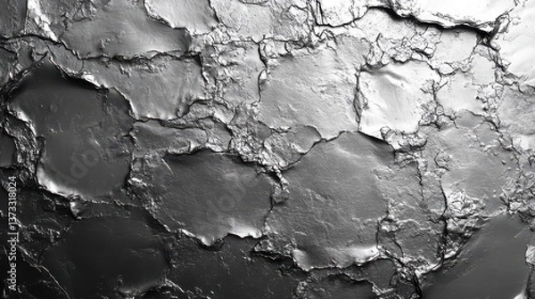 Fototapeta grainy metallic gray flat new tin foil textured dark silver aluminum leaf abstract gradient monochrome plain background