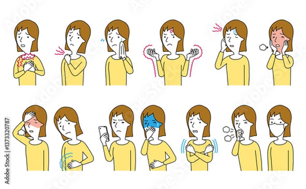 Obraz 女性の様々な症状 セット