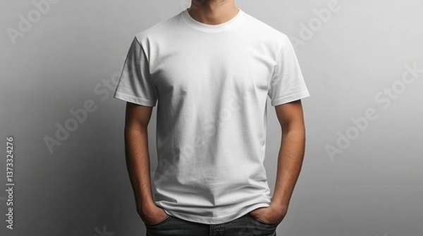 Obraz isolated plain white t shirt png mockup light grey tee template