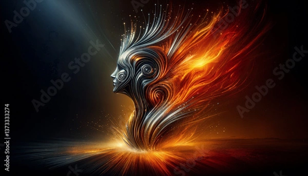 Obraz metal element unconventional design