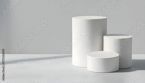 Obraz Cylindrical Objects,product presentation or showcase,ideal for aesthetic product placement, Cylindrical Podiums Display Stand,copy space
