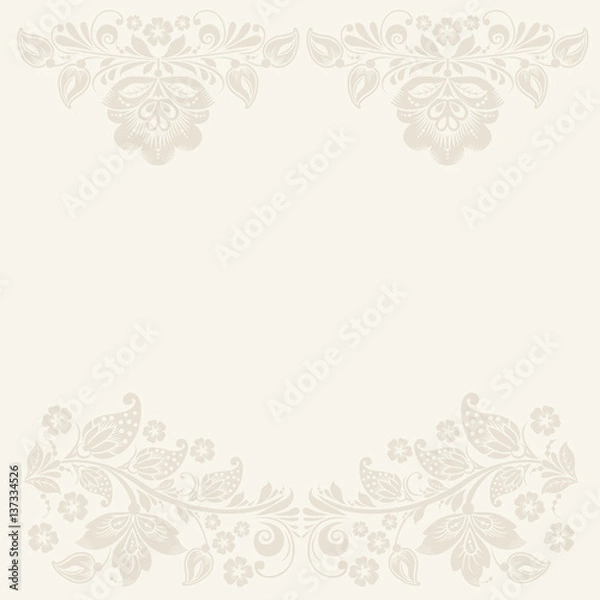 Fototapeta  Elegant background with decorative russian khokhloma postcard frame