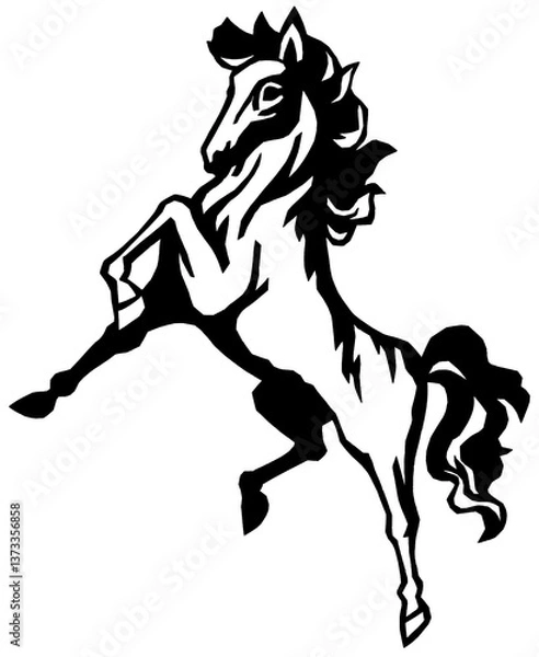 Fototapeta 飛び跳ねる馬の切り絵
