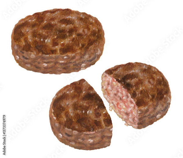 Obraz ジューシーなハンバーグのイラスト