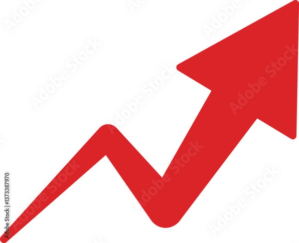Obraz 矢印　右肩上がり　上昇　UP　アイコン　飾り　あしらい　ピクトグラム　ビジネス　イラスト素材　赤