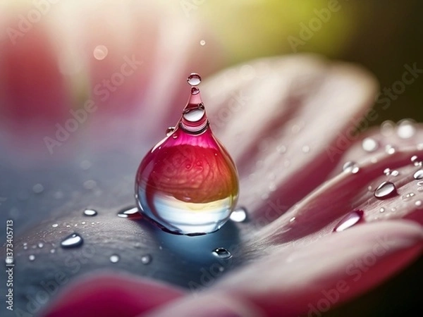 Fototapeta close up drop of water on flower petal