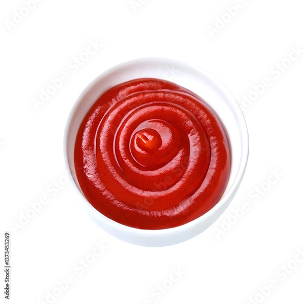 Obraz Tomato Ketchup Photography Luscious Swirl, Hypnotic Red & Monochrome Harmony – Minimalist Food Art, Top-View