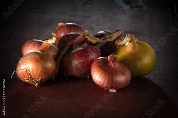 Obraz onions on the table