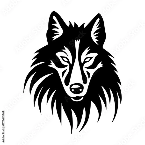 Fototapeta Wolf Head Tribal Vector Illustration