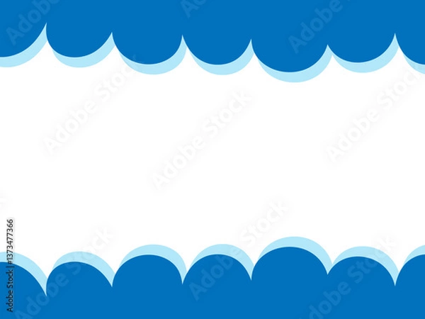 Obraz シンプルな青い雲のフレーム