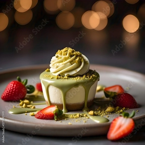Obraz pistachio white chocolate mini cheesecake