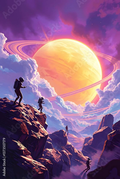 Fototapeta man on the top of the mountain