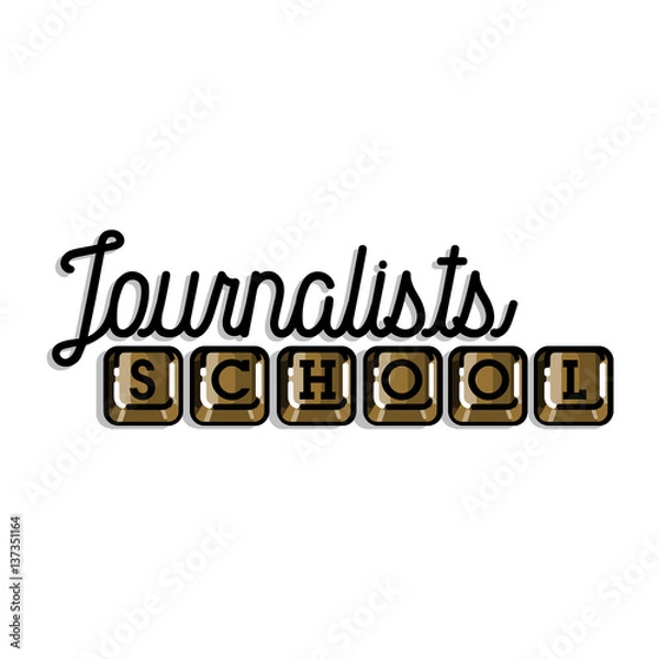 Fototapeta Color vintage journalists school emblem