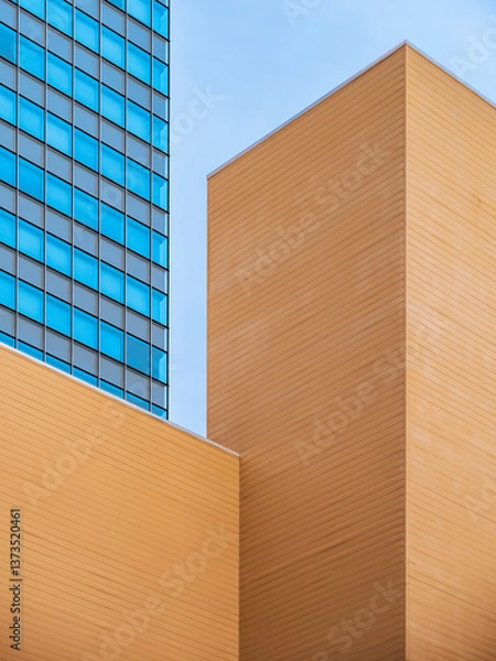 Obraz Modern building wall and Glass facade Architecture exterior Business district highrise tower