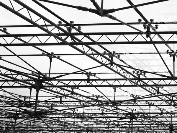 Obraz Roof construction Steel structure sling joint industrial Architecture details
