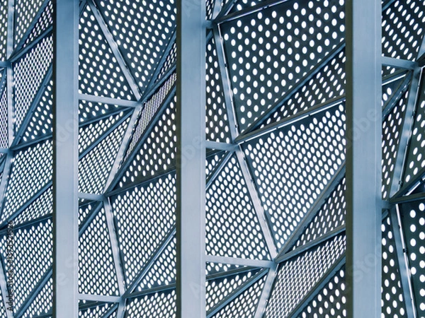 Obraz Metal steel geometric steel frame dot pattern Architecture details shade lighting