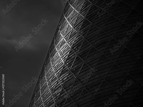 Obraz Architecture details Building exterior steel facade Shade shadow lighting contrast Art background