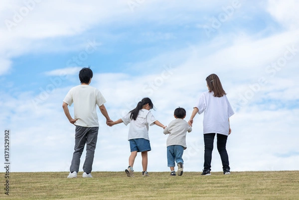 Fototapeta 家族の後ろ姿